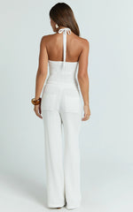 Agnes Pants - High Waist Crochet Pants in Off White