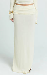 Calla Maxi Skirt - Split Gathered Fold Skirt in Cream