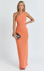 Criselda Maxi Dress - One Shoulder Maxi Dress in Orange