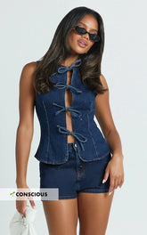 Benny Shorts - Mid Rise Mini Denim Shorts in Indigo Wash