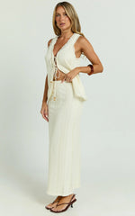 Mercedes Maxi Skirt - Crochet Tie Waist Skirt in Cream