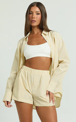 Chaemay Shorts - Line Boxer Shorts in Lemon Stripe