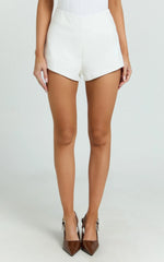 Cassandra Shorts - High Waisted Fitted Micro Shorts in White