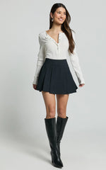 Charla Skort - Pleated Mini Skort in Black