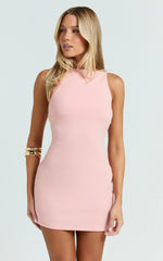 Bindi Boat Neck Bodycon Mini Dress in Pink
