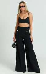 Clara Pants - High Waisted Wide Leg Pants in Black
