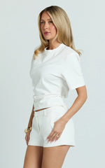 Aimee Shorts - Side Pocket Short Shorts in White