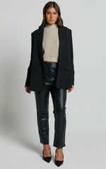 Azelia Pants - Mid Rise Cropped Faux Leather Pants in Black