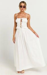 Preston Maxi Skirt - Gathered Waist Full Skirt in Ivory