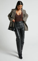 Kerrie Bodysuit - V Neck Bodysuit in Chocolate