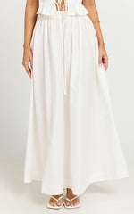Preston Maxi Skirt - Gathered Waist Full Skirt in Ivory