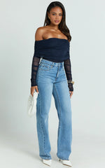 Abbie Jeans - Mid Rise Straight Leg Recycled Denim Jeans in Mid Blue Wash