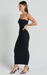 Alberta Maxi Dress - Strapless bust detail textured dress in Black