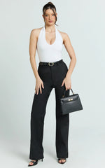 Carolyn Pants - High Waist Slim Straight Leg Tailored Pants in Black