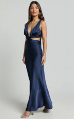 Adora Maxi Dress - V Neck Cut Out Dress in Navy