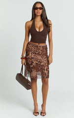 Rhena Midi Skirt - Knee Lenght Slip Skirt in Multi