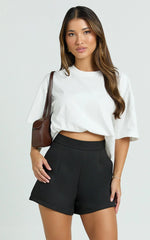 Along The Ride Mini Shorts - Tailored Shorts in Black