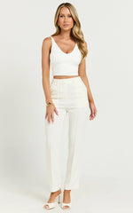 Brianna Pants - High Waist Tapered Pants in White