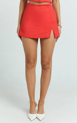 Romy Skort - Fitted Split Leg Skort in Red
