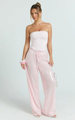 Mia Pants - Relaxed Drawstring Waist Sequin Pants in Baby Pink