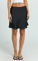 Risa Mini Skirt - High Waisted Bias Cut Skirt in Black