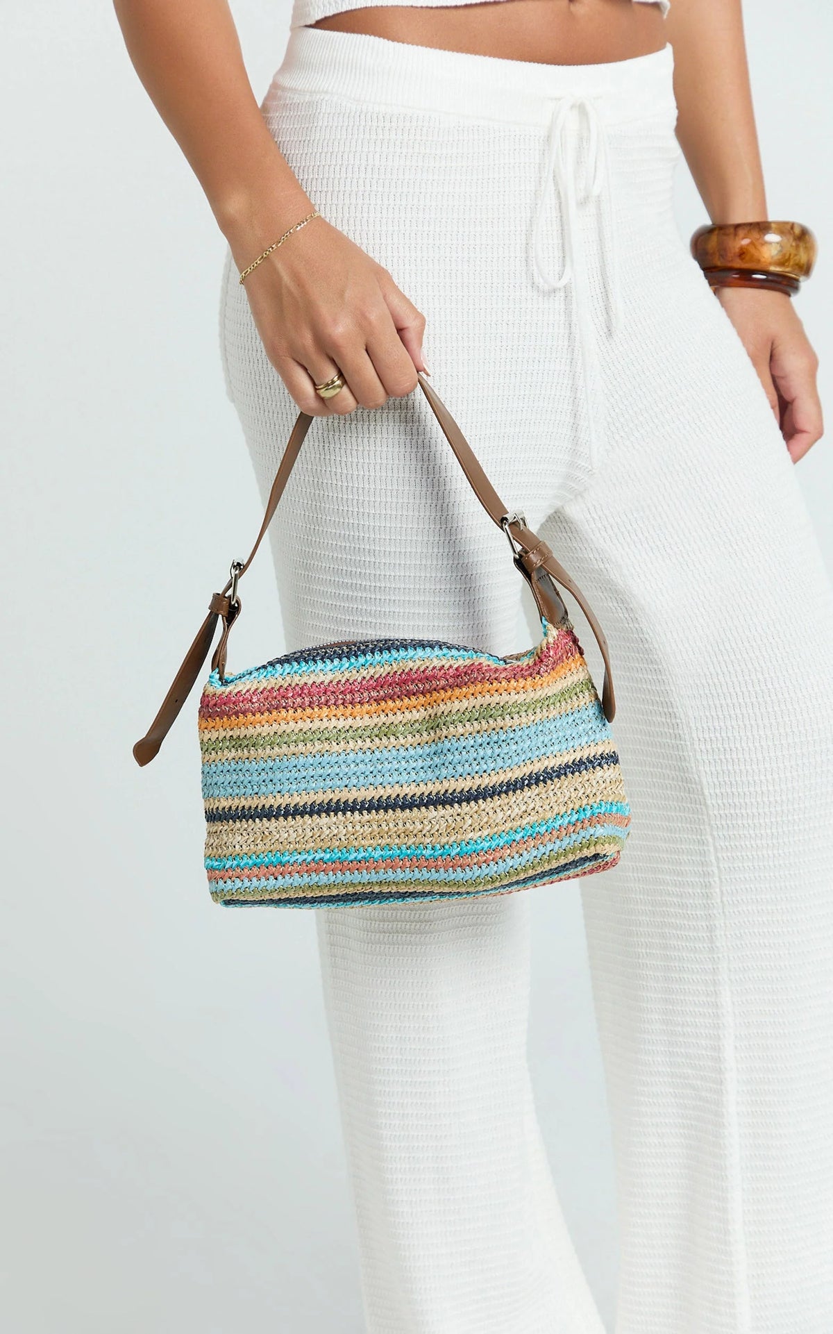 Olsen Stripe Straw Bag in Multi