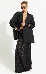 Kamille Maxi Skirt - Lace Mermaid Hem Skirt in Black