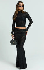 Kathleen Top - Turtle Neck Long Sleeve Jersey Top in Black