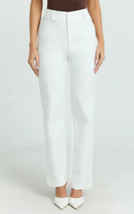 Carolyn Pants - High Waist Slim Straight Leg Tailored Pants in Off White