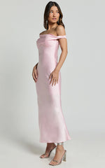 Alexia Midi Dress - One Shoulder Bust Slip Dress in Soft Pink