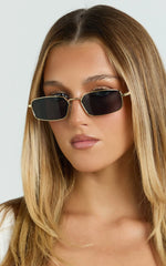 Aurelia Metal Rectangle Sunglasses in Gold/Grey