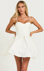 Brailey Mini Dress - Sweetheart Bustier Dress in White Jacquard
