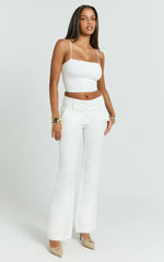Elliot Pants - Mid Rise Pinstripe Bootleg Pants in Cream Plain