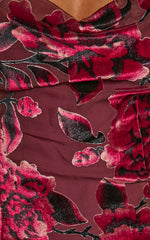 Aletta Maxi Dress - Cowl Cross Back Dress in Wine Floral