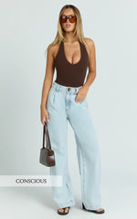Fergie Jeans - Denim High Waisted Straight Leg Denim Jeans in Light Blue