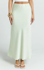Amari Maxi Skirt - High Waisted Bias Cut Skirt in Mint