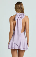 Bryonie Mini Dress - Backless Halter Dress in Lilac