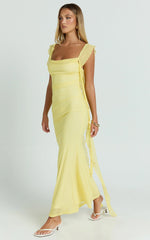 Rosha Maxi Dress - Ruffle Strap Dress in Butter