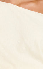 Collins Linen Blend Top - Draped Asymmetrical Neckline Top in Stone