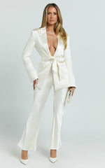 Jagger Pants - Flared Bias Cut Pants in Pearl
