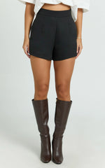 Along The Ride Mini Shorts - Tailored Shorts in Black