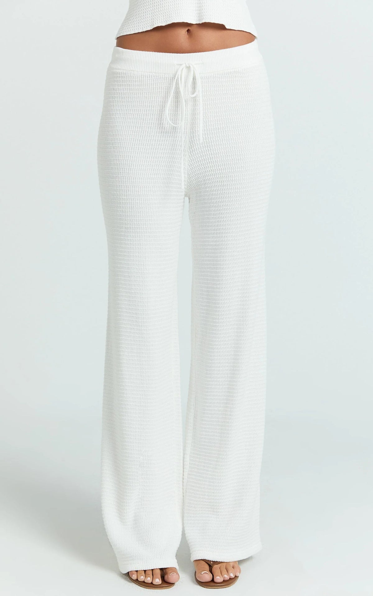 Agnes Pants - High Waist Crochet Pants in Off White