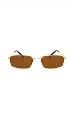 Aurelia Metal Rectangle Sunglasses in Gold/Tea