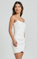 Akara Mini Dress - Strapless Wrap Dress in White