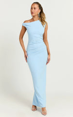 Genie Maxi Dress - Off The Shoulder Dress in Baby Blue