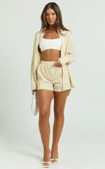 Chaemay Shorts - Line Boxer Shorts in Lemon Stripe