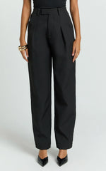 Ebby Pants - Barrel Leg High Waisted Pants in Black