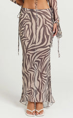 Rita Maxi Skirt - Low Waist Fit And Flare Skirt in Abstract Zebra Print