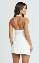 Nola Skort - High Waisted Utility Pocket Skort in White