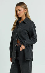 Faharra Shirt - Recycled Cotton Denim Shirt in Black